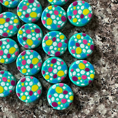 Rainbow Cobblestone Circle beads, chunky craft supplies wire bangle making round resin jewelry pen girls mint green black white 22mm