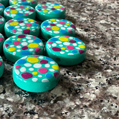 Rainbow Cobblestone Circle beads, chunky craft supplies wire bangle making round resin jewelry pen girls mint green black white 22mm