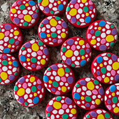 Rainbow Cobblestone Circle beads, chunky craft supplies wire bangle making round resin jewelry pen girls bubblegum red black white 22mm