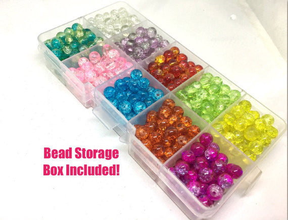 Bead Kit, 10 color crackle bead set, 6mm crackle beads, bead organizer –  Swoon & Shimmer