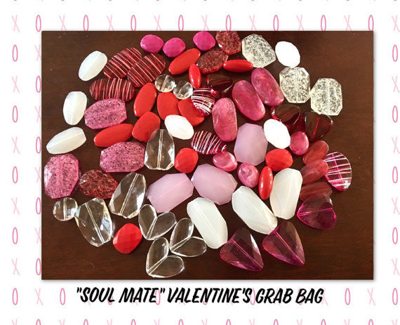 Valentines Day Bead Grab Bag, SOUL MATE, discounted beads, sale