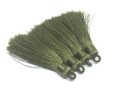 Olive Green Tassels, tassel earrings, Silk Tassels, 3 Inch 80mm Tassel, green jewelry, tassel necklace, dark green necklace, long green tassel