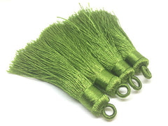 Asparagus Green Tassels, tassel earrings, Silk Tassels, 3 Inch 80mm Tassel, green jewelry, tassel necklace, green necklace, long necklace