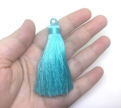 Mint Green Tassels, tassel earrings, Silk Tassels, 3 Inch 80mm Tassel, mint jewelry, tassel necklace, mint necklace, long mint green tassel