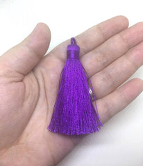 Royal Purple Tassels, tassel earrings, Silk Tassels, 3 Inch 80mm Tassel, purple jewelry, tassel necklace, purple necklace, long purple tassel