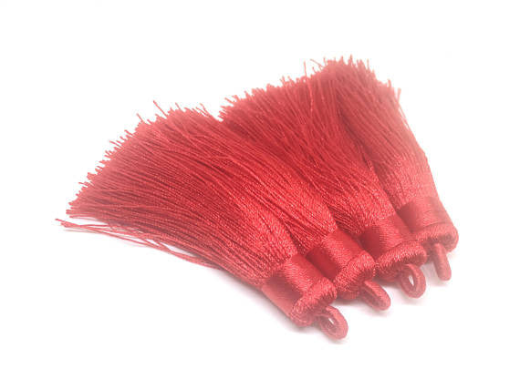 Red Tassels, tassel earrings, Silk Tassels, 3 Inch 80mm Tassel, red jewelry, tassel necklace, red necklace, long red tassel necklace, keycha