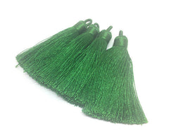 Deep Green Tassels, tassel earrings, Silk Tassels, 3 Inch 80mm Tassel, green jewelry, tassel necklace, green necklace, green tassel
