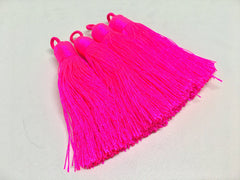 Hot Pink Tassels, tassel earrings, Silk Tassels, 3 Inch 80mm Tassel, pink jewelry, tassel necklace, pink necklace, pink tassel, hot pink
