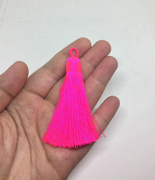 Tassel, cotton and imitation rhodium-finished steel, light pink, 20-24mm mini  tassel with 6mm open jump ring. Sold per pkg of 6. - Fire Mountain Gems and  Beads
