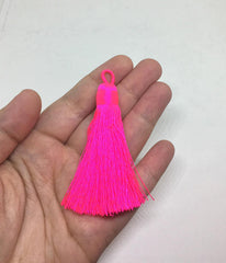Hot Pink Tassels, tassel earrings, Silk Tassels, 3 Inch 80mm Tassel, pink jewelry, tassel necklace, pink necklace, pink tassel, hot pink