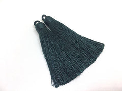Evergreen Tassels, tassel earrings, Silk Tassels, 3 Inch 80mm Tassel, green jewelry, tassel necklace, green necklace, green tassel