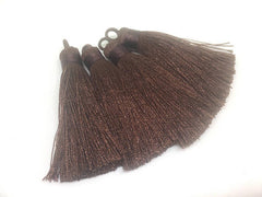 Chocolate Brown Tassels, tassel earrings, Silk Tassels, 3 Inch 80mm Tassel, brown jewelry, tassel necklace, brown necklace, long necklace
