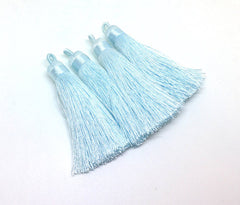 Powder Blue Tassels, tassel earrings, Silk Tassels, 3 Inch 80mm Tassel, blue jewelry, tassel necklace, navy necklace, long light blue tassel