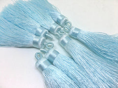 Powder Blue Tassels, tassel earrings, Silk Tassels, 3 Inch 80mm Tassel, blue jewelry, tassel necklace, navy necklace, long light blue tassel