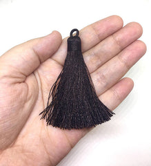 Dark Chocolate Brown Tassels, tassel earrings, Silk Tassels, 3 Inch 80mm brown jewelry, tassel necklace, brown necklace, long necklace tasse