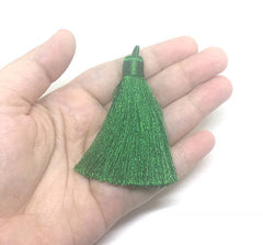 Deep Green Tassels, tassel earrings, Silk Tassels, 3 Inch 80mm Tassel, green jewelry, tassel necklace, green necklace, green tassel