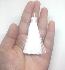 White Tassels, tassel earrings, Silk Tassels, 3 Inch 80mm Tassel, white jewelry, tassel necklace, white necklace, white tassel