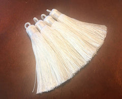 White Tassels, tassel earrings, Silk Tassels, 3 Inch 80mm Tassel, white jewelry, tassel necklace, white necklace, white tassel