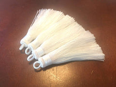 White Tassels, tassel earrings, Silk Tassels, 3 Inch 80mm Tassel, white jewelry, tassel necklace, white necklace, white tassel