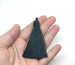 Evergreen Tassels, tassel earrings, Silk Tassels, 3 Inch 80mm Tassel, green jewelry, tassel necklace, green necklace, green tassel