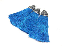 Ocean Blue Tassels, tassel earrings, Bejeweled Tassels, 3.25 Inch 85mm Tassel, blue jewelry, tassel necklace, blue necklace, blue silk tasse