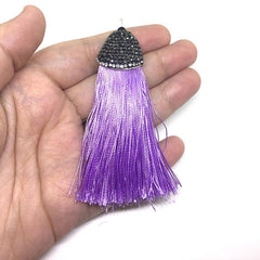 Lavender Purple Tassels, tassel earrings, Bejeweled Tassels, 3.25 Inch 85mm Tassel, purple jewelry, tassel necklace, purple necklace, silk