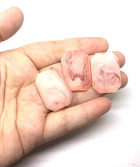 Peach creamy rectangle 32mm big acrylic beads, pink chunky craft supplies, peach wire bangle, jewelry making, peach statement necklace