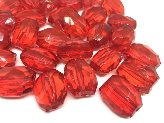 Chunky red gem style beads, 22mm ruby red acrylic beads, red jewelry, –  Swoon & Shimmer