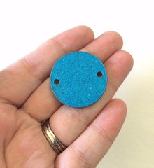 2 Hole Acrylic Disc - BLANK - 1.25" Across - 2 Holes for Bangle Making, Necklace or Keychain, Jewelry Making - blue glitter
