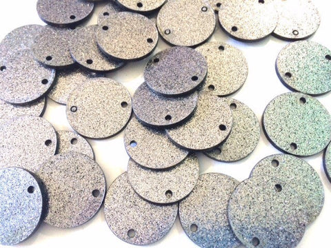 2 Hole Acrylic Disc - BLANK - 1.25&quot; Across - 2 Holes for Bangle Making, Necklace or Keychain, Jewelry Making - black glitter