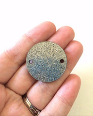 2 Hole Acrylic Disc - BLANK - 1.25" Across - 2 Holes for Bangle Making, Necklace or Keychain, Jewelry Making - black glitter