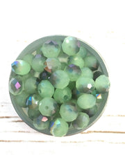 8mm Mint & Silver Ombre Glass Crystals - Set of 15 Beads for Wire Bangle Bracelet - Faceted Beads - Jewelry Making Bangle Bracelet
