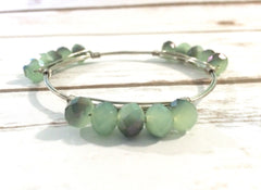 8mm Mint & Silver Ombre Glass Crystals - Set of 15 Beads for Wire Bangle Bracelet - Faceted Beads - Jewelry Making Bangle Bracelet