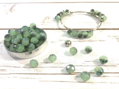8mm Mint & Silver Ombre Glass Crystals - Set of 15 Beads for Wire Bangle Bracelet - Faceted Beads - Jewelry Making Bangle Bracelet