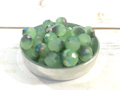 8mm Mint & Silver Ombre Glass Crystals - Set of 15 Beads for Wire Bangle Bracelet - Faceted Beads - Jewelry Making Bangle Bracelet