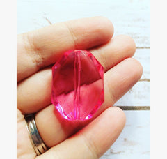31x24mm PINK magenta Faceted Slab Nugget Beads, Beads for Bangle Making or Jewelry Making, transparent beads, chunky beads, statement beads