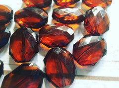 31x24mm COFFEE Brown Faceted Slab Nugget Beads, Beads for Bangle Making or Jewelry Making, transparent beads, chunky beads, statement beads
