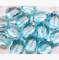 31x24mm LIGHT BLUE Faceted Slab Nugget Beads, Beads for Bangle Making or Jewelry Making, transparent beads, chunky beads, statement beads