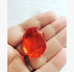 31x24mm RED-ORANGE Faceted Slab Nugget Beads, Beads for Bangle Making or Jewelry Making, transparent beads, chunky beads, statement beads