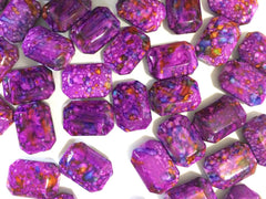 Freckled PURPLE Beads - Octogon 24x16mm Large faceted acrylic nugget beads for bangle or jewelry making