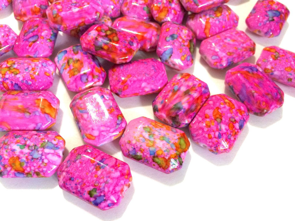 Painted LIGHT PINK Beads - Octogon 24x16mm Large faceted acrylic nugget beads for bangle or jewelry making