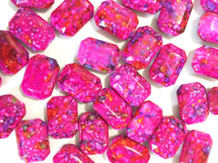 Painted DARK PINK Beads - Octogon 24x16mm Large faceted acrylic nugget beads for bangle or jewelry making