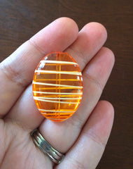 Orange Oval 33mm beads, orange and white beads, striped beads, halloween beads, craft supplies, wire bangle or jewelry making necklace