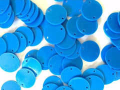 2 Hole Acrylic Disc - BLANK - 1.25" Across - 2 Holes for Bangle Making, Necklace or Keychain, Jewelry Making - Carribbean Blue