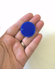 2 Hole Acrylic Disc - BLANK - 1.25" Across - 2 Holes for Bangle Making, Necklace or Keychain, Jewelry Making - Royal Blue
