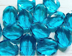 31x24mm Teal Blue Faceted Slab Nugget Beads, Beads for Bangle Making or Jewelry Making, transparent beads, chunky beads, statement beads