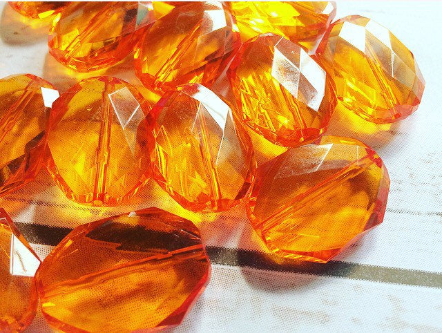 31x24mm ORANGE Faceted Slab Nugget Beads, Beads for Bangle Making or Jewelry Making, transparent beads, chunky beads, statement beads