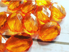 31x24mm ORANGE Faceted Slab Nugget Beads, Beads for Bangle Making or Jewelry Making, transparent beads, chunky beads, statement beads