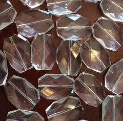 Clear 35mm acrylic beads, translucent beads, faceted beads, bangle beads, chunky craft supplies for wire bangle or jewelry making