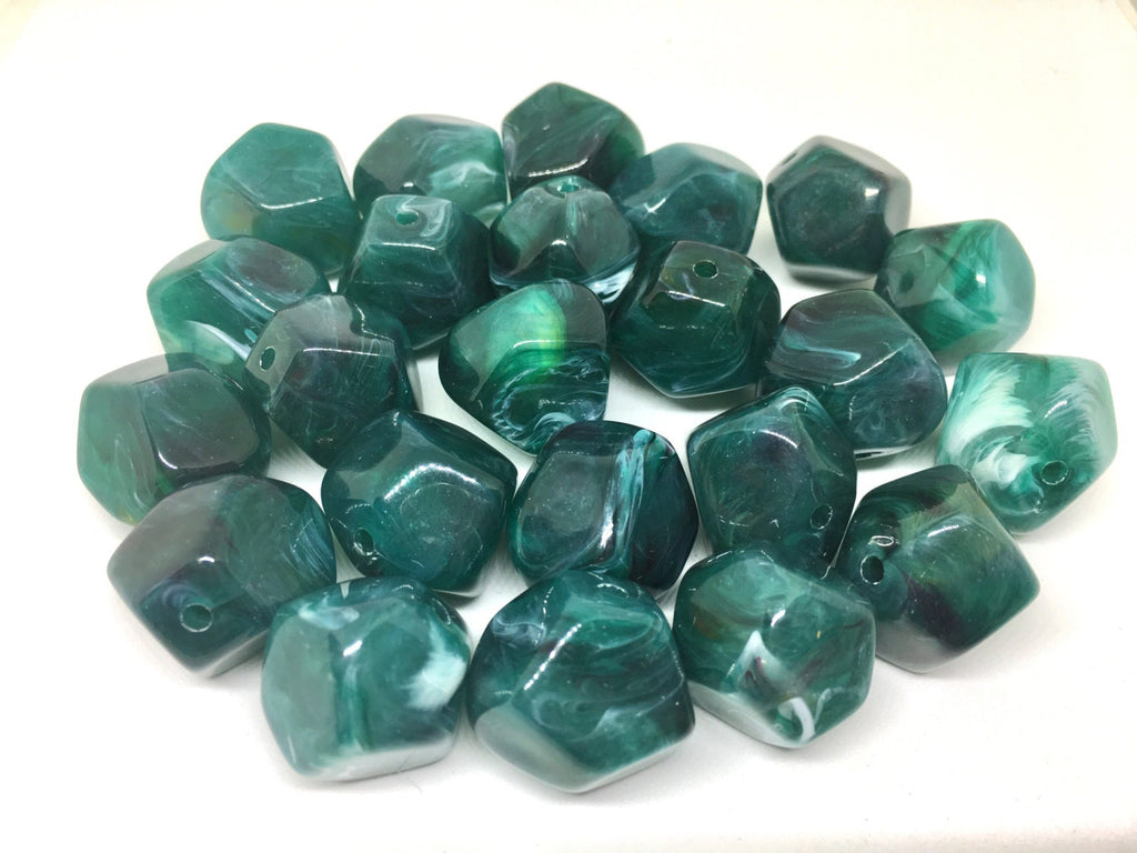 Green Beads, Emerald, Acrylic Beads, The Jet-Setter Collection, 22mm beads, Colorful beads, Multi-Color Beads, Gemstones, Chunky Beads